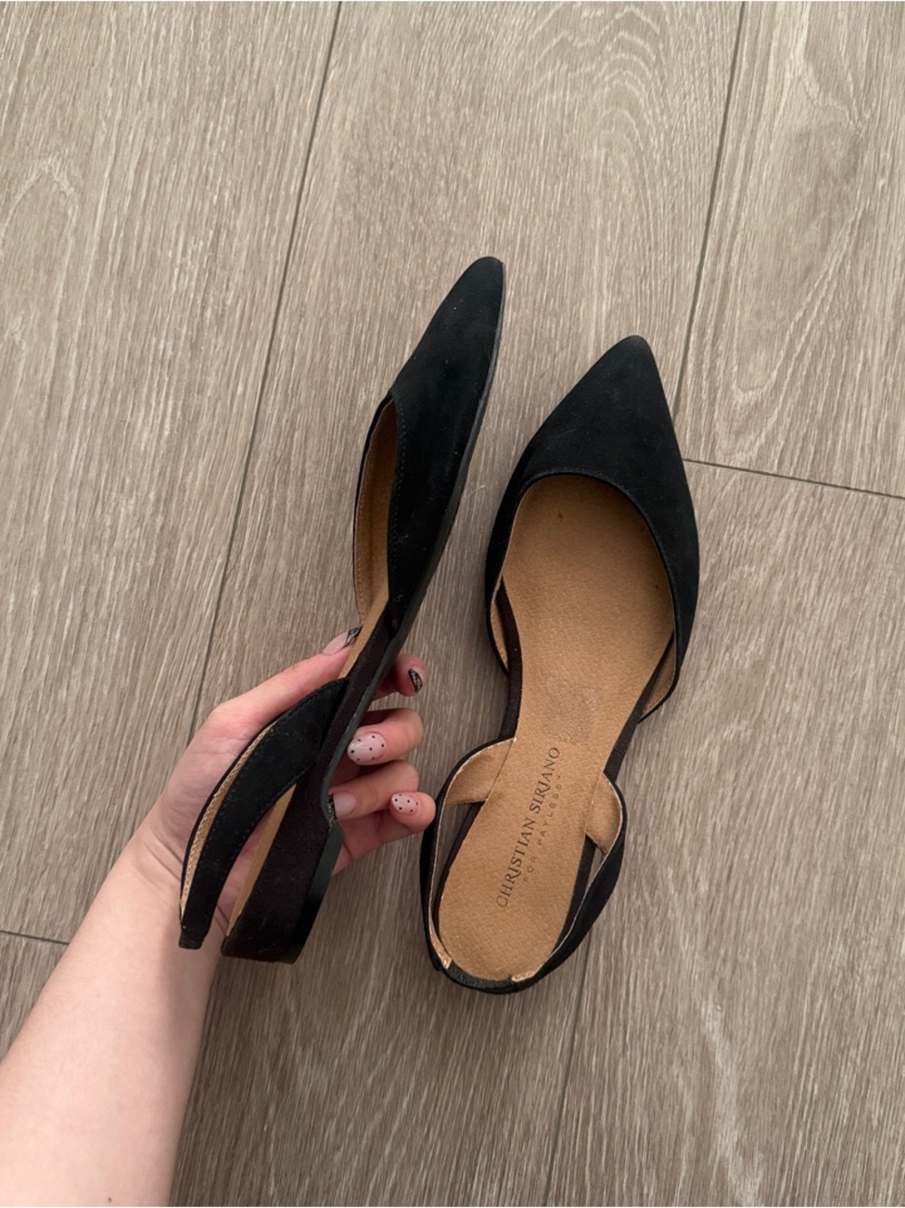 Christian Siriano Black Pointed-Toe Slingback Flats